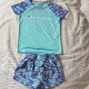 Champion Youth Aqua and Purple Camo Set